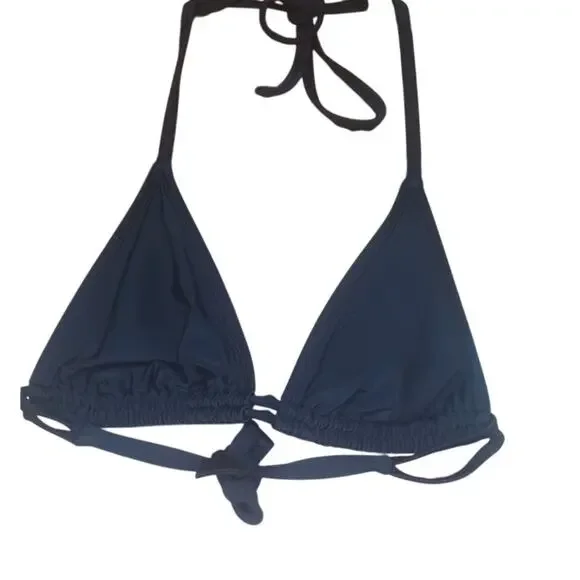 Xhilaration Black Bikini Padded Halter Top Wide Double Back Strap Women's D/DD - Picture 1 of 6